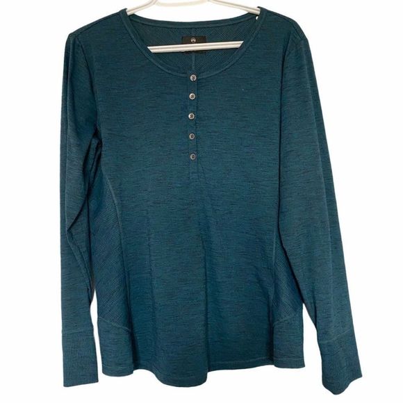 Wind river casual long sleeve top 3/4 front button - Picture 1 of 5
